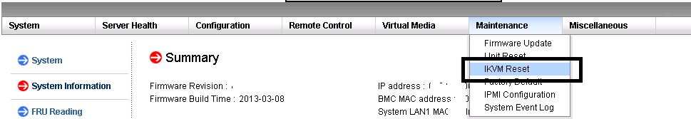 iKVM Menu Display