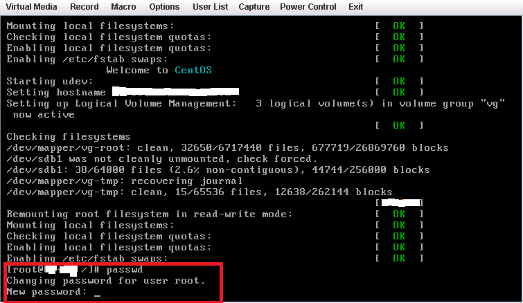 Changing Password after Boot